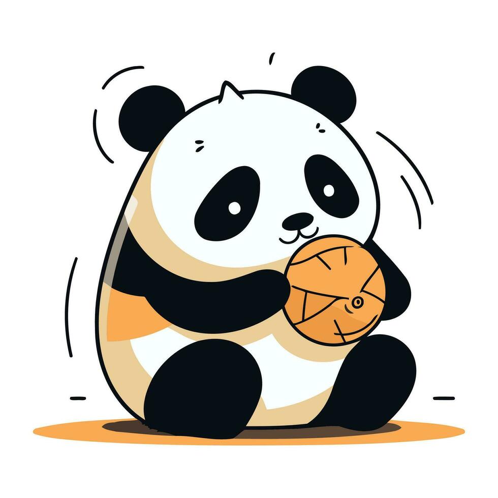 panda spelar basketboll. söt tecknad serie karaktär. vektor illustration.