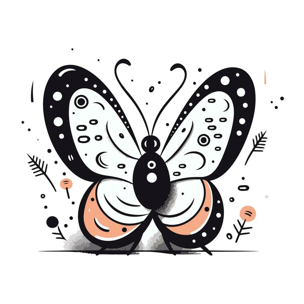 Schmetterling. Hand gezeichnet Vektor Illustration. isoliert auf Weiß Hintergrund.