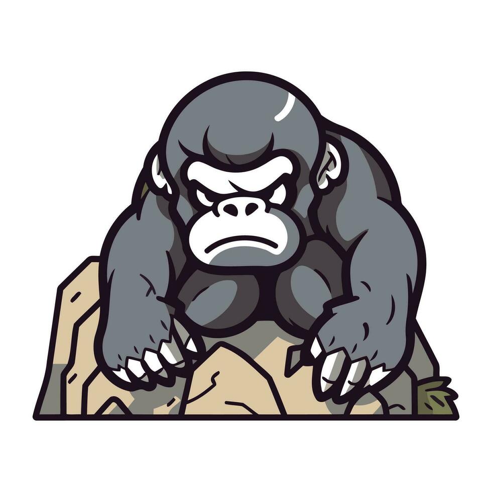 Gorilla Weinen Vektor Karikatur Maskottchen Illustration.