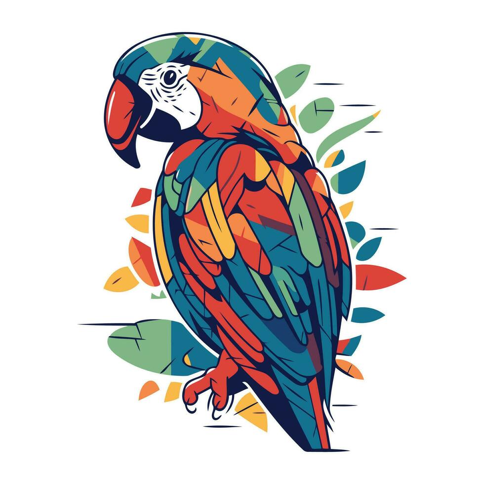 färgrik papegoja isolerat på en vit bakgrund. vektor illustration.