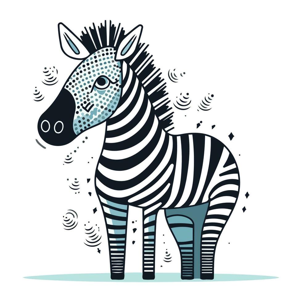 zebra på vit bakgrund. vektor illustration i platt tecknad serie stil.