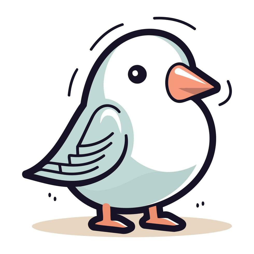 Vektor Illustration von ein süß wenig Vogel isoliert auf ein Weiß Hintergrund.