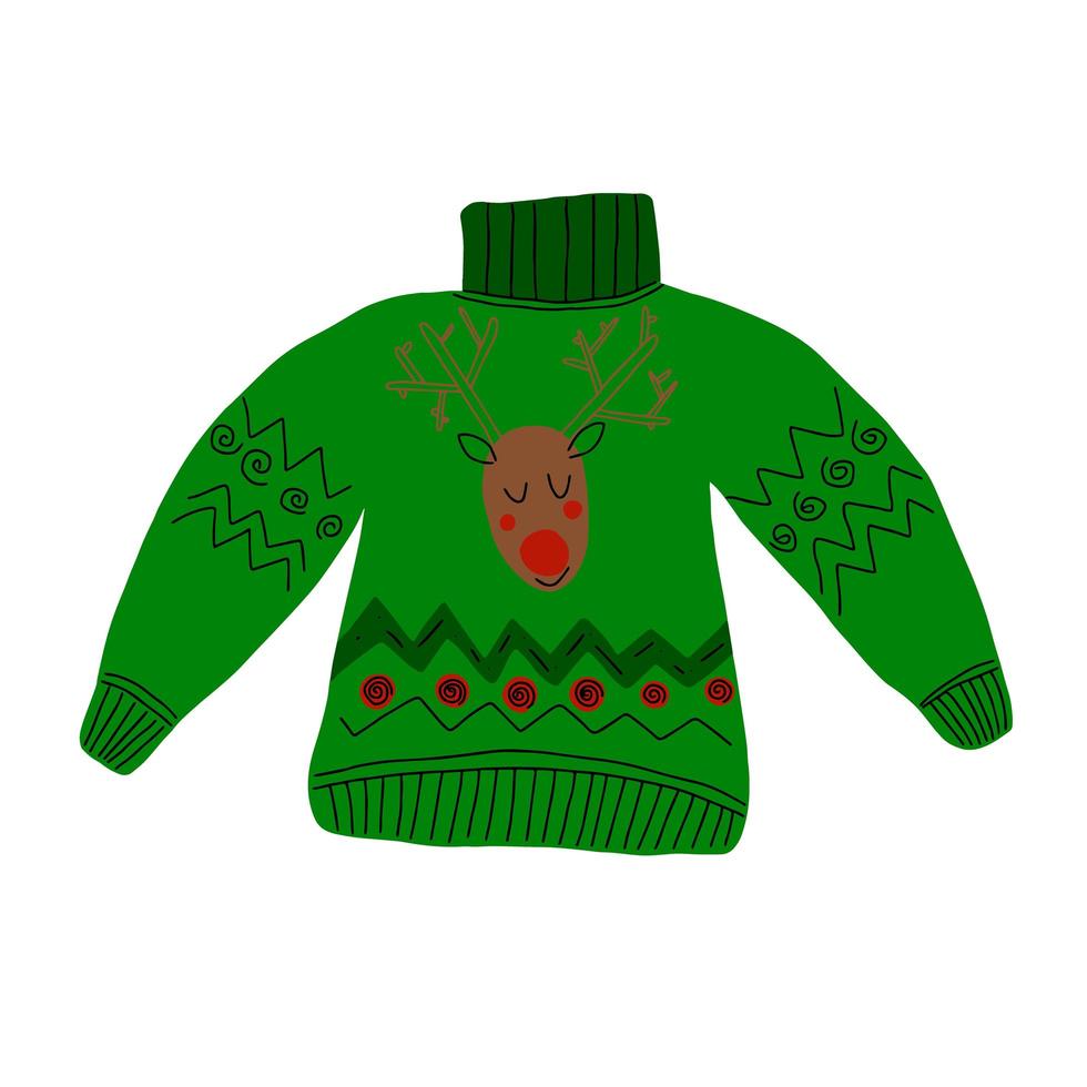 Hässliche Pullover Weihnachtsfeier, Vektor-Illustration, von Hand gezeichnet. vektor