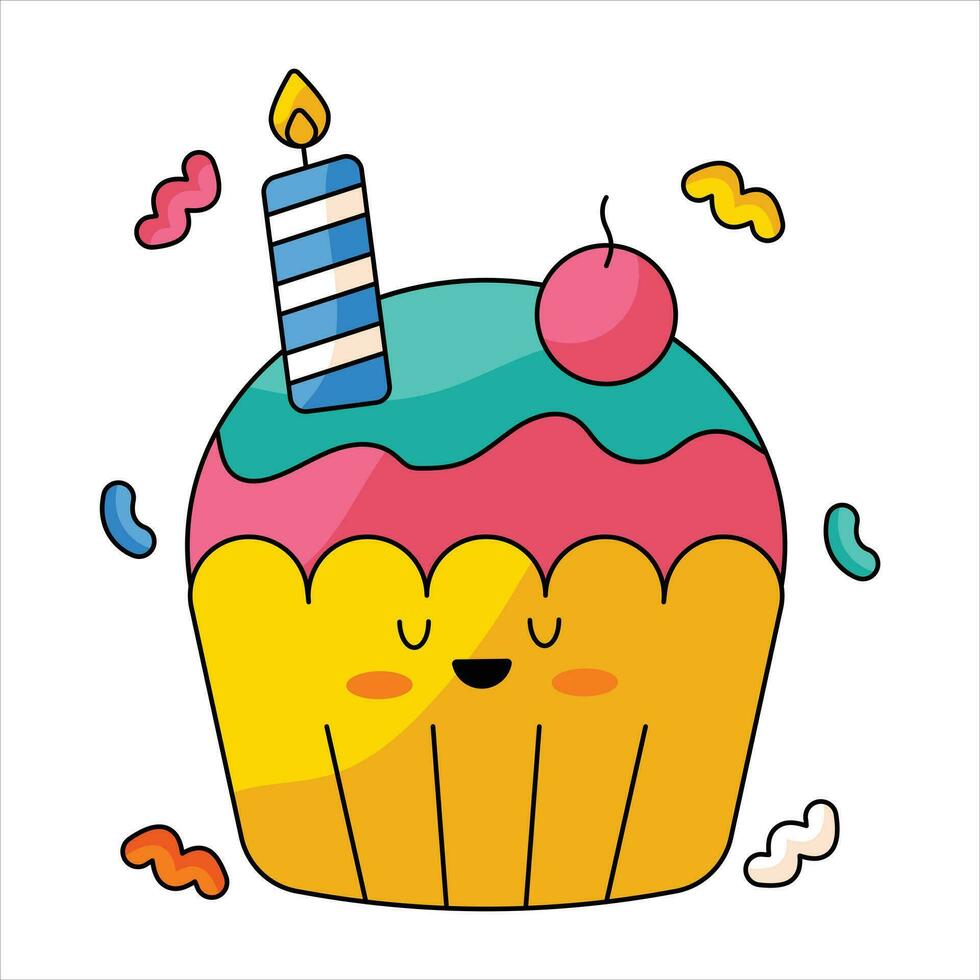 Geburtstag Cupcake süß Vektor Aufkleber