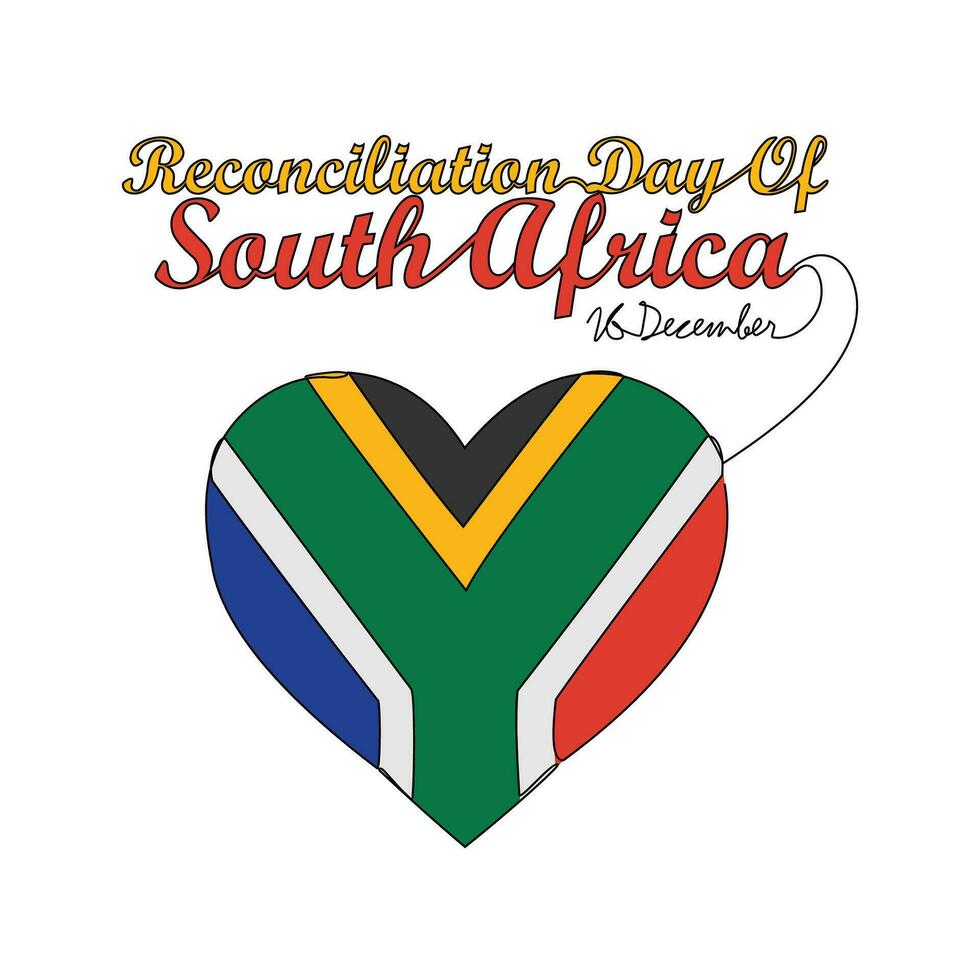 ett kontinuerlig linje teckning av försoning dag av söder afrika på december 16:e. söder afrika nationell dag design i enkel linjär stil. försoning dag av söder afrika design begrepp vektor .