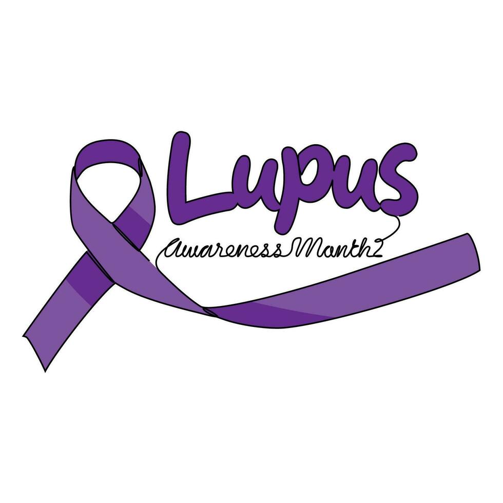 einer kontinuierlich Linie Zeichnung von Lupus Bewusstsein Monat mit Weiß Hintergrund. Lupus Bewusstsein Monat Design im einfach linear Stil. Lupus Bewusstsein Monat Design Konzept zum medizinisch Vektor Illustration.