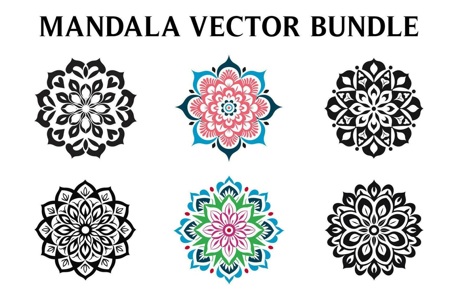 kostenlos Vektor Blumen- Mandala Kunst Design Satz, Jahrgang Kreis Mandala Kunst Vektor Illustration bündeln, einfach und minimal schön Mandala Symbol