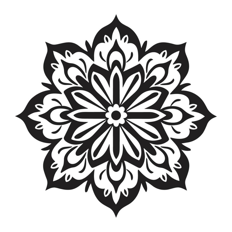 blommig mandala konst vektor ikon isolerat på en vit bakgrund, boho mandala, arabicum mandala, mandala silhuett