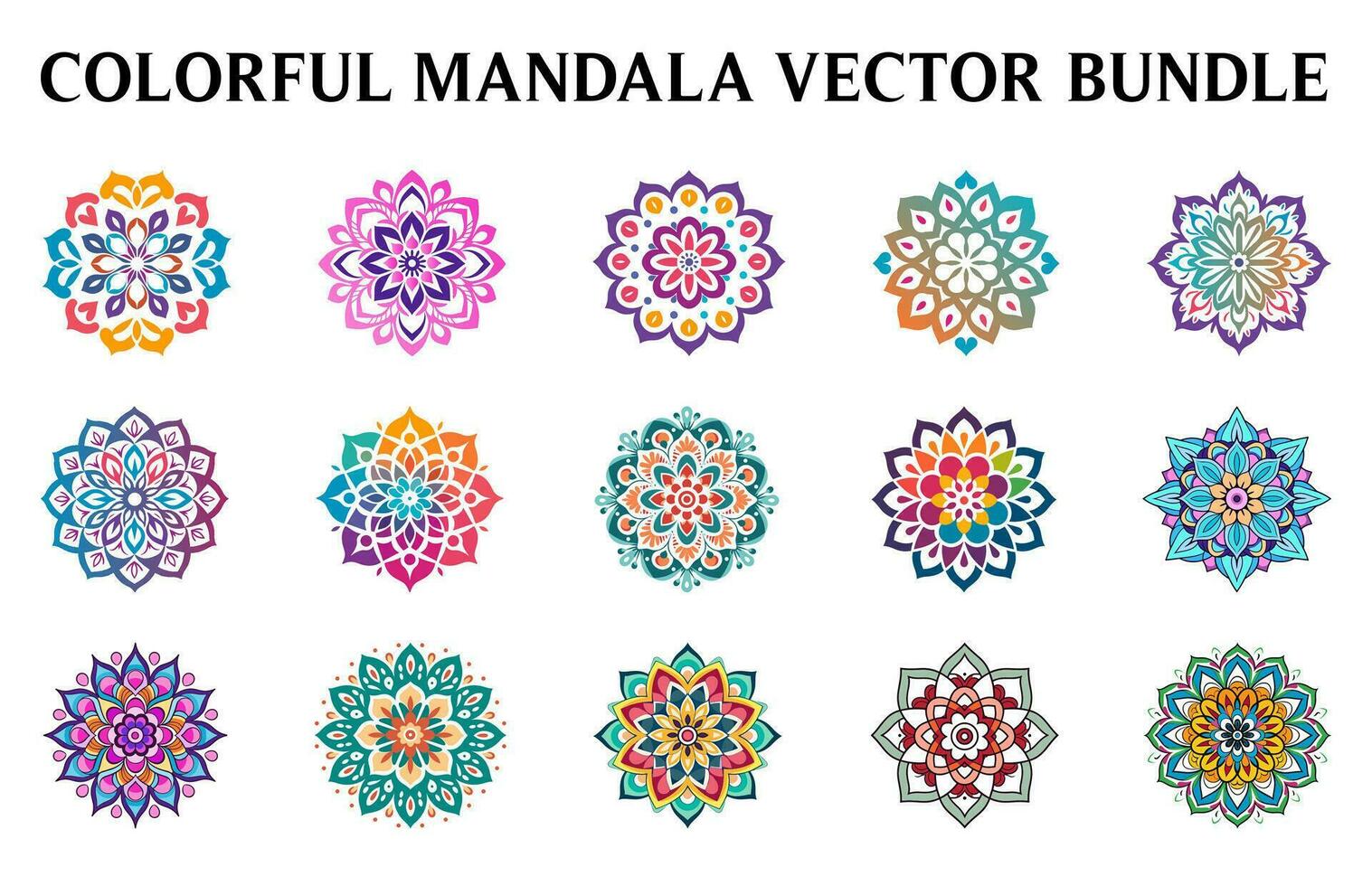 einstellen von bunt Vektor Mandala Design Blumen- Mandala Kunst, Jahrgang Kreis Mandala Kunst Vektor Illustration bündeln, einfach und minimal schön Mandala Vektor Zeichnung, Zier Luxus Mandala Muster