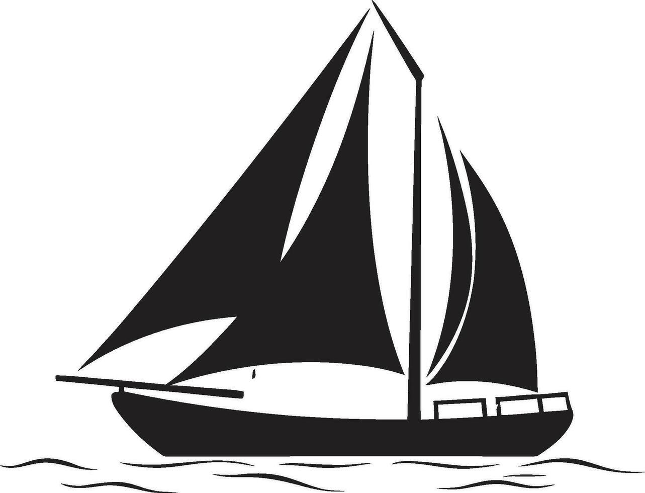 nautisk lugn onyx båt vektor konst vattenburen elegans svart båt artisteri