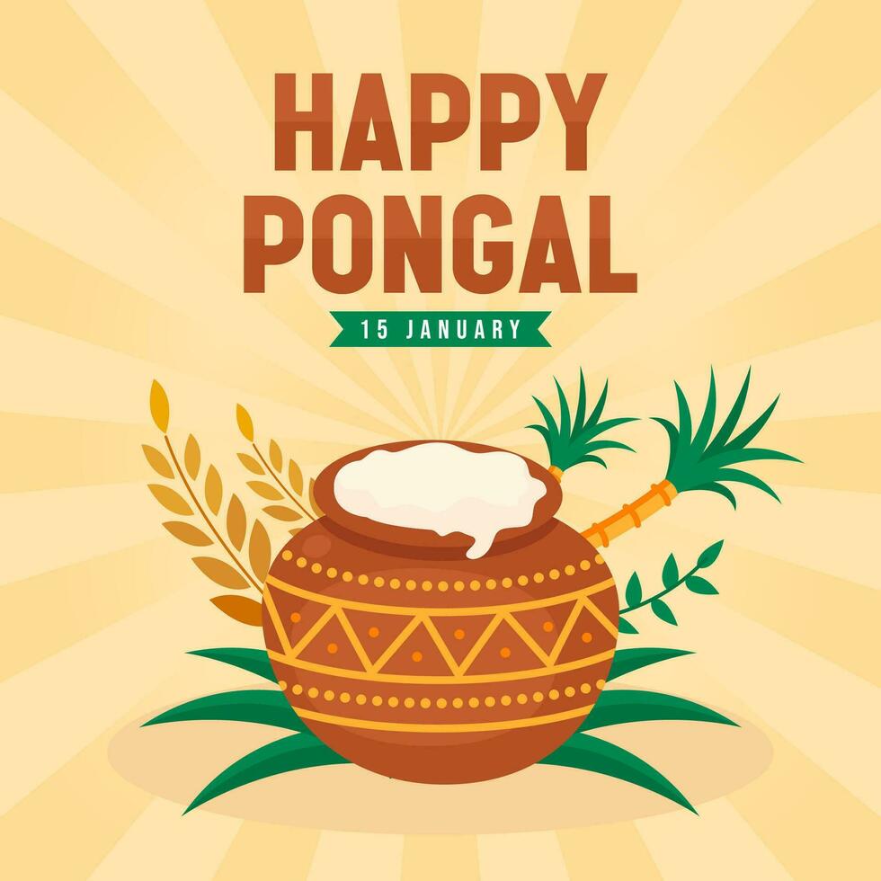 Lycklig pongal dag. Indien traditionell firande dag illustration vektor bakgrund. vektor eps 10