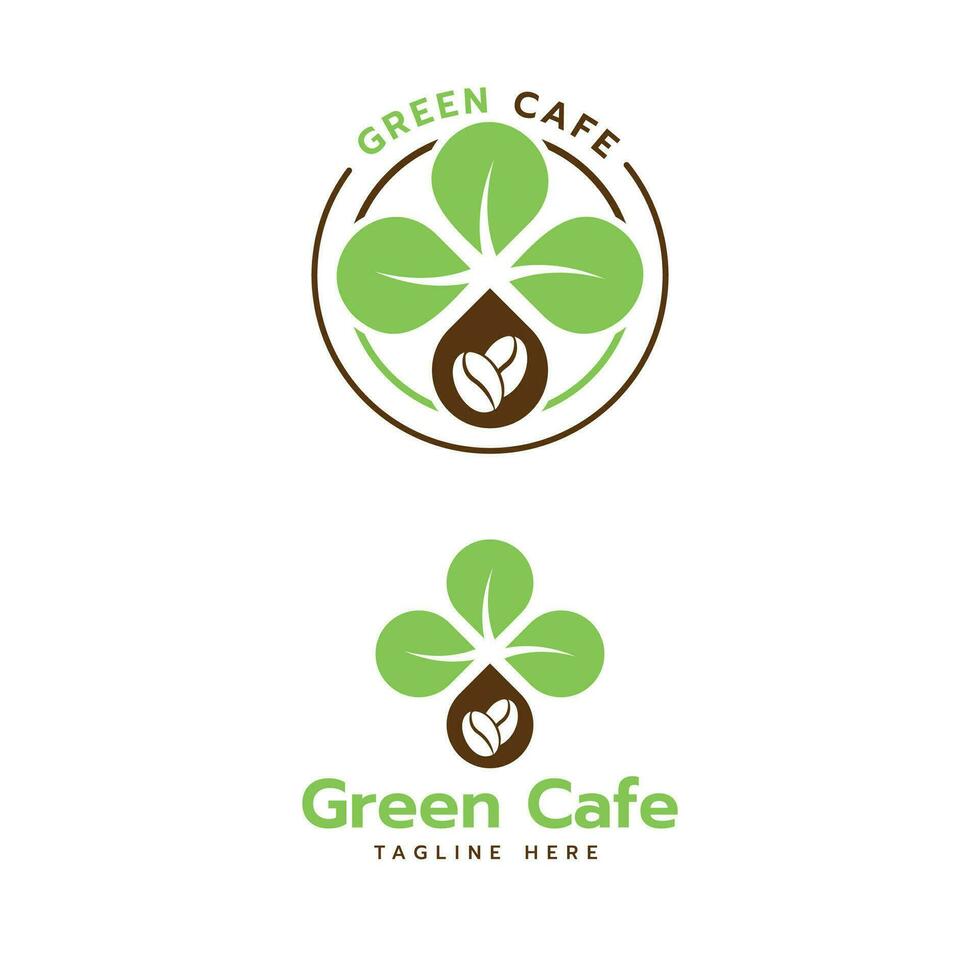 Kaffee und Blatt einzigartig Logo Design Konzept vektor