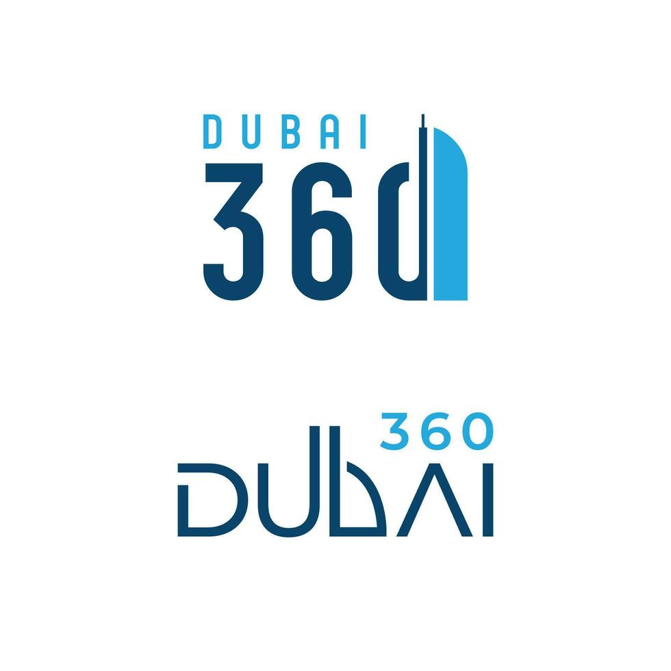 Dubai 360 Beschriftung Logo Design kreativ Konzept Idee vektor