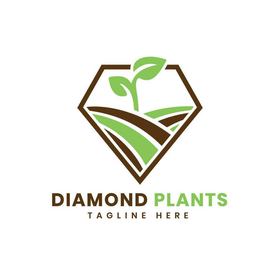Diamant Pflanzen Logo Design Konzept zum organisch Landwirtschaft vektor