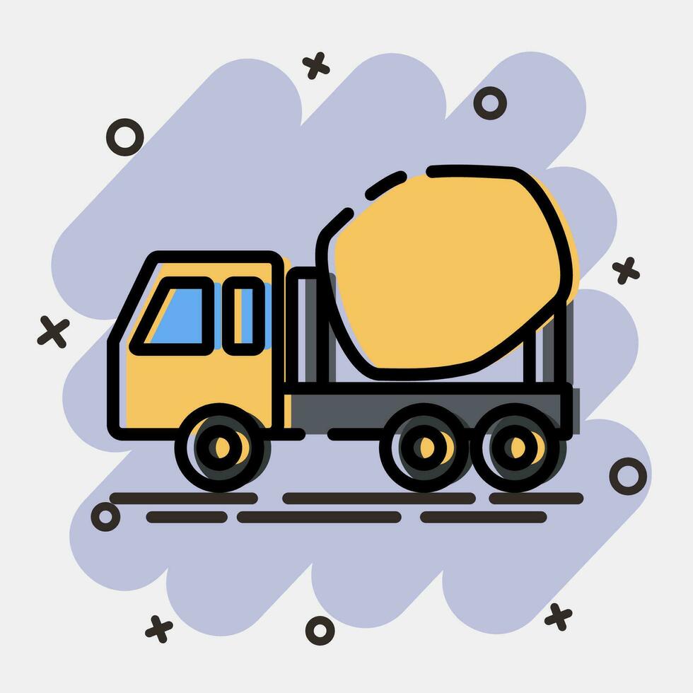 ikon betong mixer lastbil. tung Utrustning element. ikoner i komisk stil. Bra för grafik, affischer, logotyp, infografik, etc. vektor