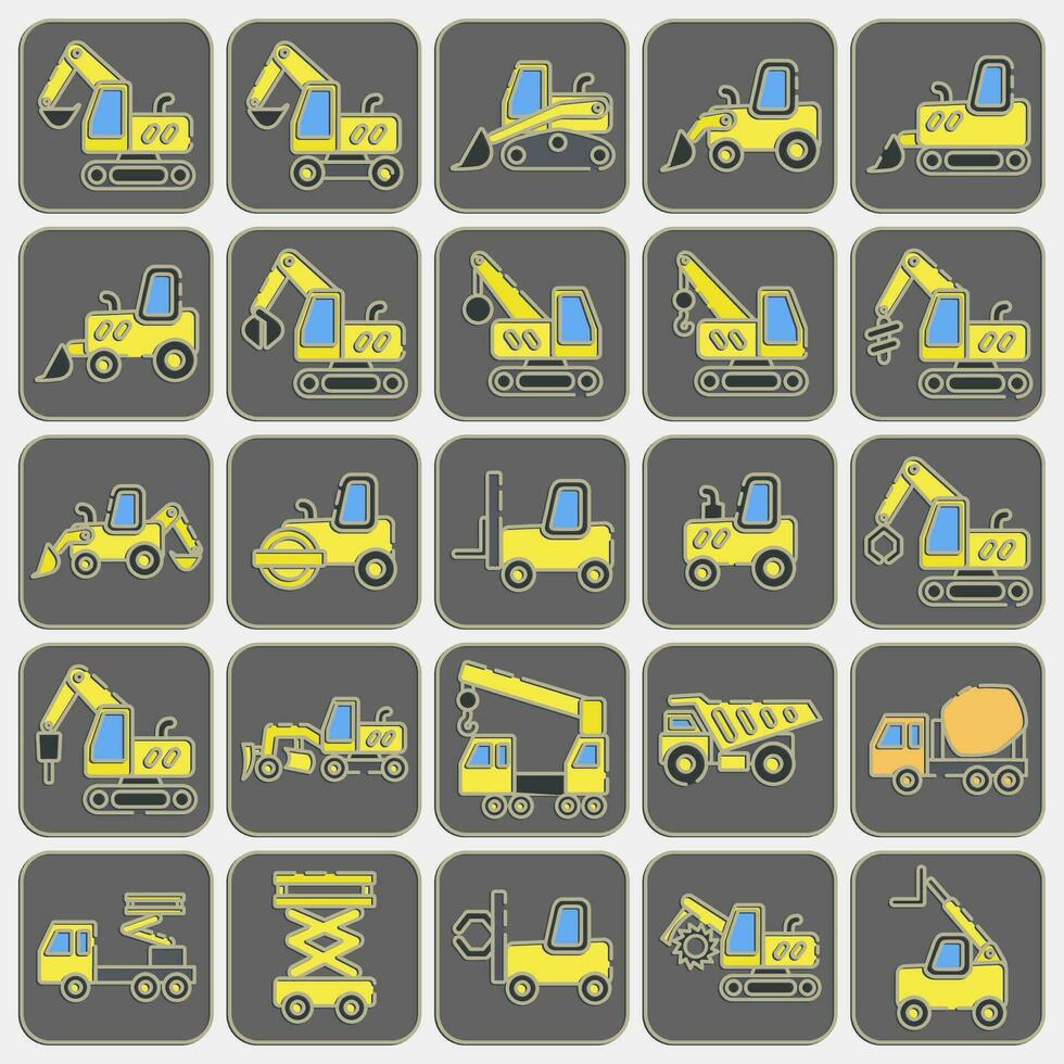 ikon uppsättning av tung Utrustning. tung Utrustning element. ikoner i instansad stil. Bra för grafik, affischer, logotyp, infografik, etc. vektor