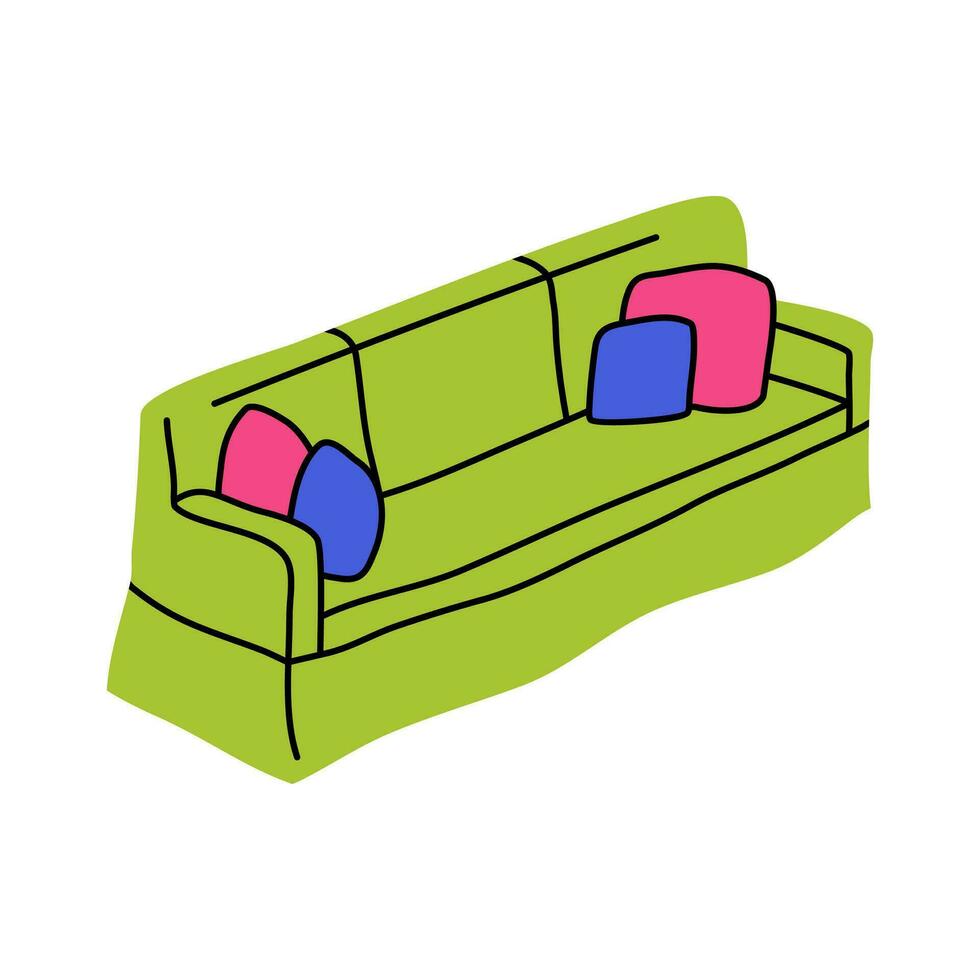 Karikatur Farbe Sofa Symbol. Vektor