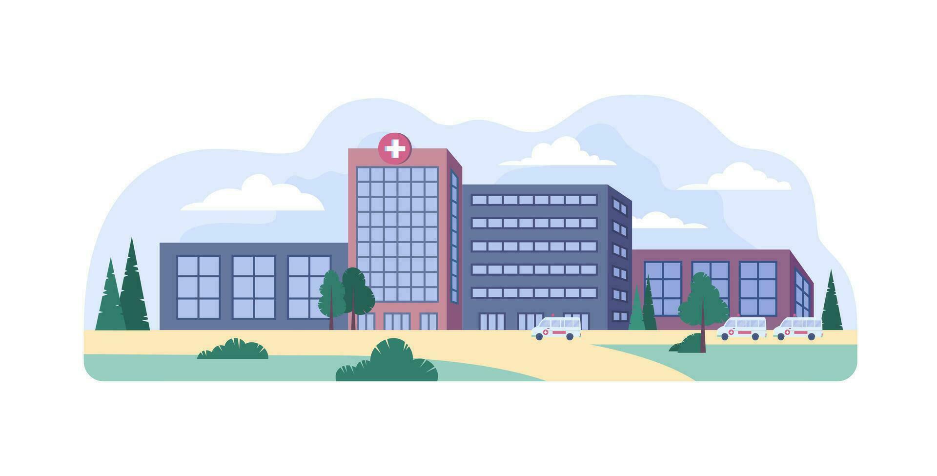 Karikatur Farbe modern Gebäude von Öffentlichkeit Krankenhaus oder Klinik. Vektor