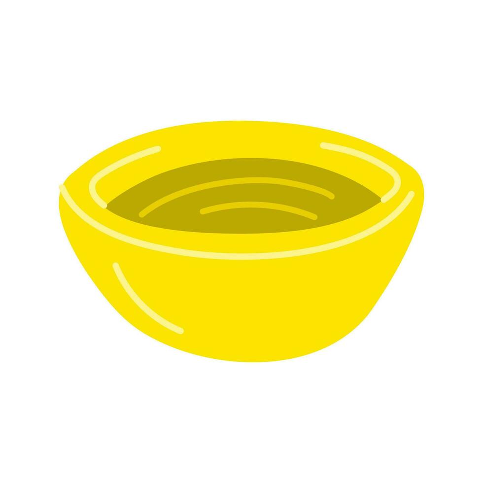tecknad serie Färg stor gul skål kök ikon. vektor