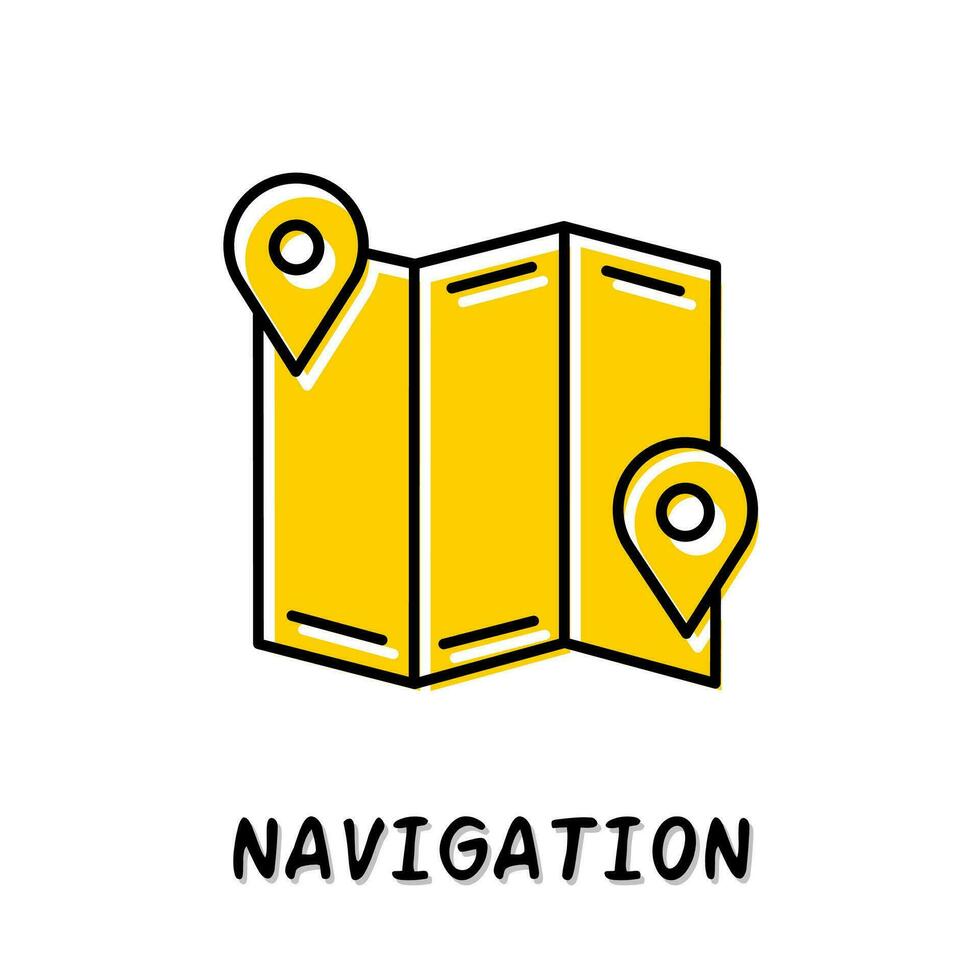 Navigation Symbol Illustration. Gelb Farbe Illustration Design. vektor