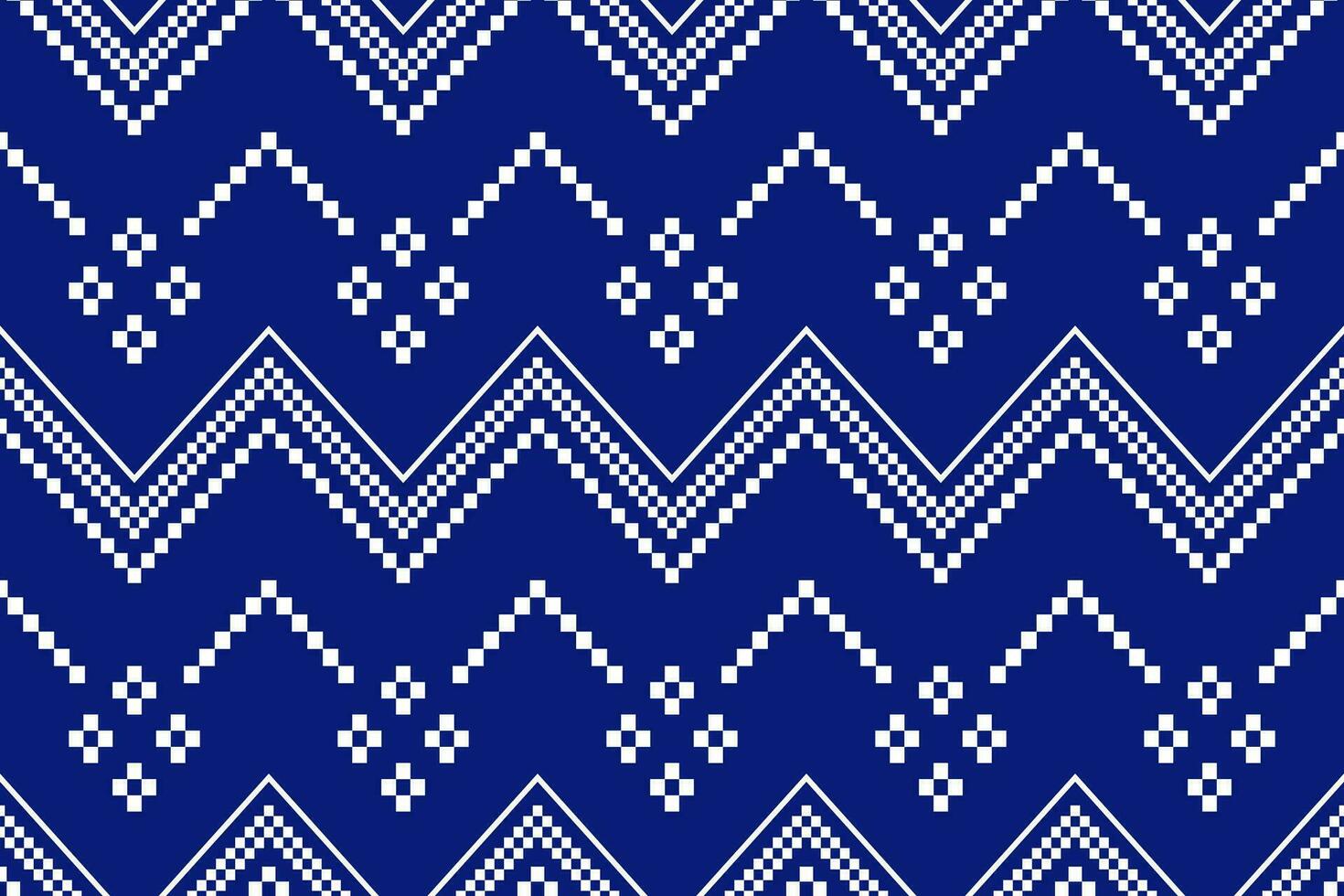 Indigo Marine Blau geometrisch traditionell ethnisch Muster Ikat nahtlos Muster Rand abstrakt Design zum Stoff drucken Stoff Kleid Teppich Vorhänge und Sarong aztekisch afrikanisch indisch indonesisch vektor