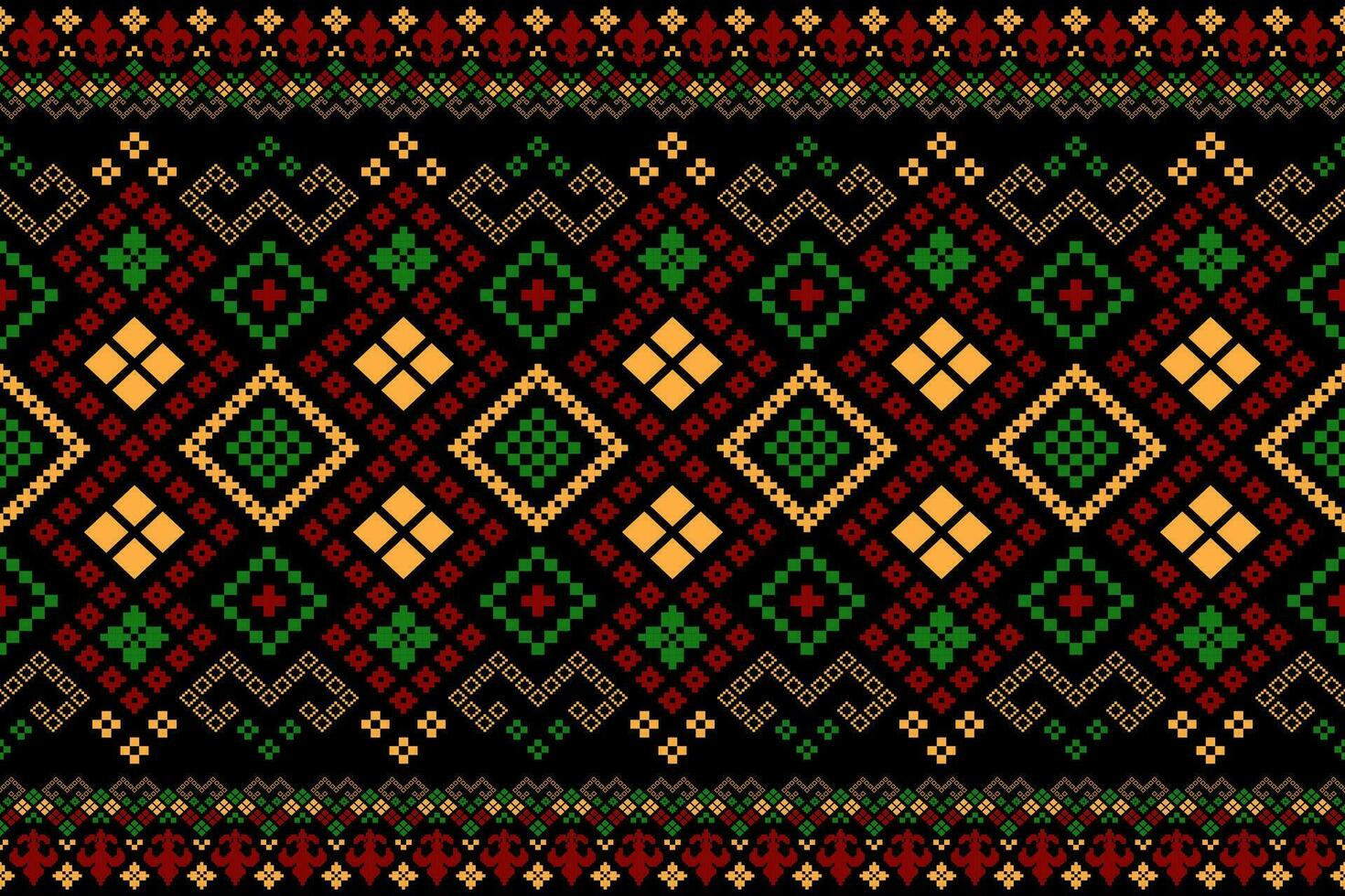 Kreuz Stich bunt geometrisch traditionell ethnisch Muster Ikat nahtlos Muster abstrakt Design zum Stoff drucken Stoff Kleid Teppich Vorhänge und Sarong aztekisch afrikanisch indisch indonesisch vektor