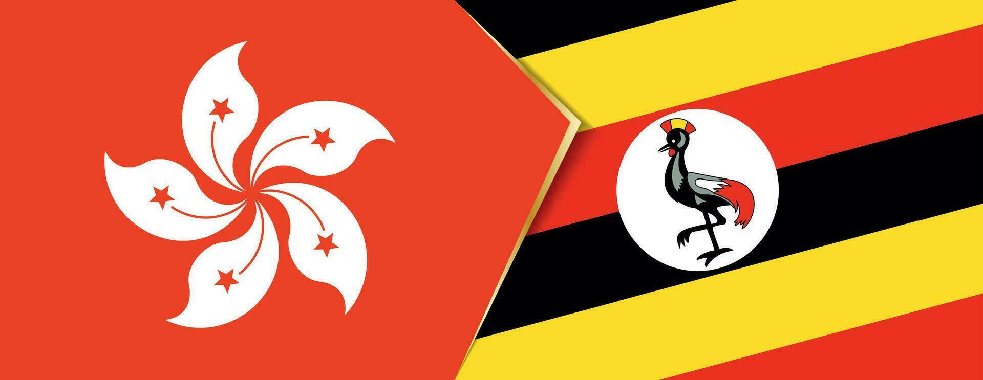 Hong kong und Uganda Flaggen, zwei Vektor Flaggen.