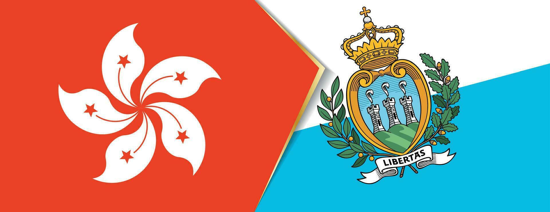 Hong kong und san Marino Flaggen, zwei Vektor Flaggen.
