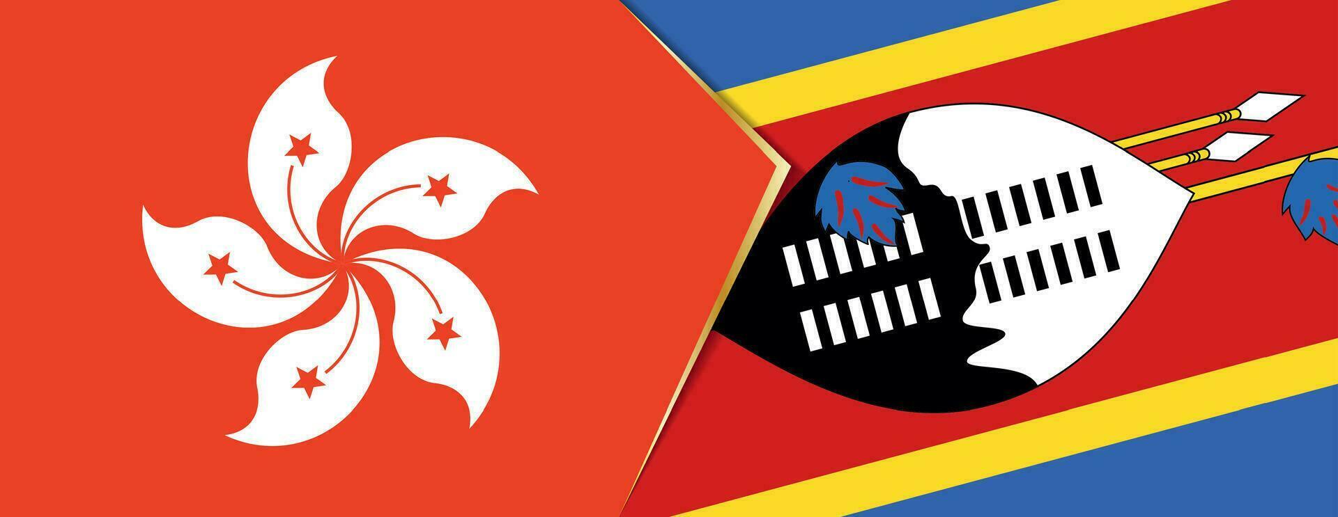 hong kong och swaziland flaggor, två vektor flaggor.