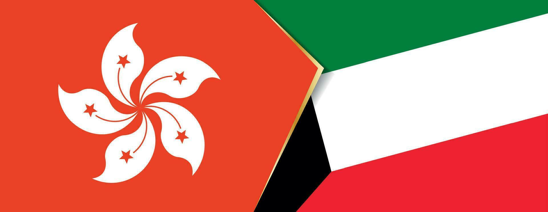 hong kong och kuwait flaggor, två vektor flaggor.