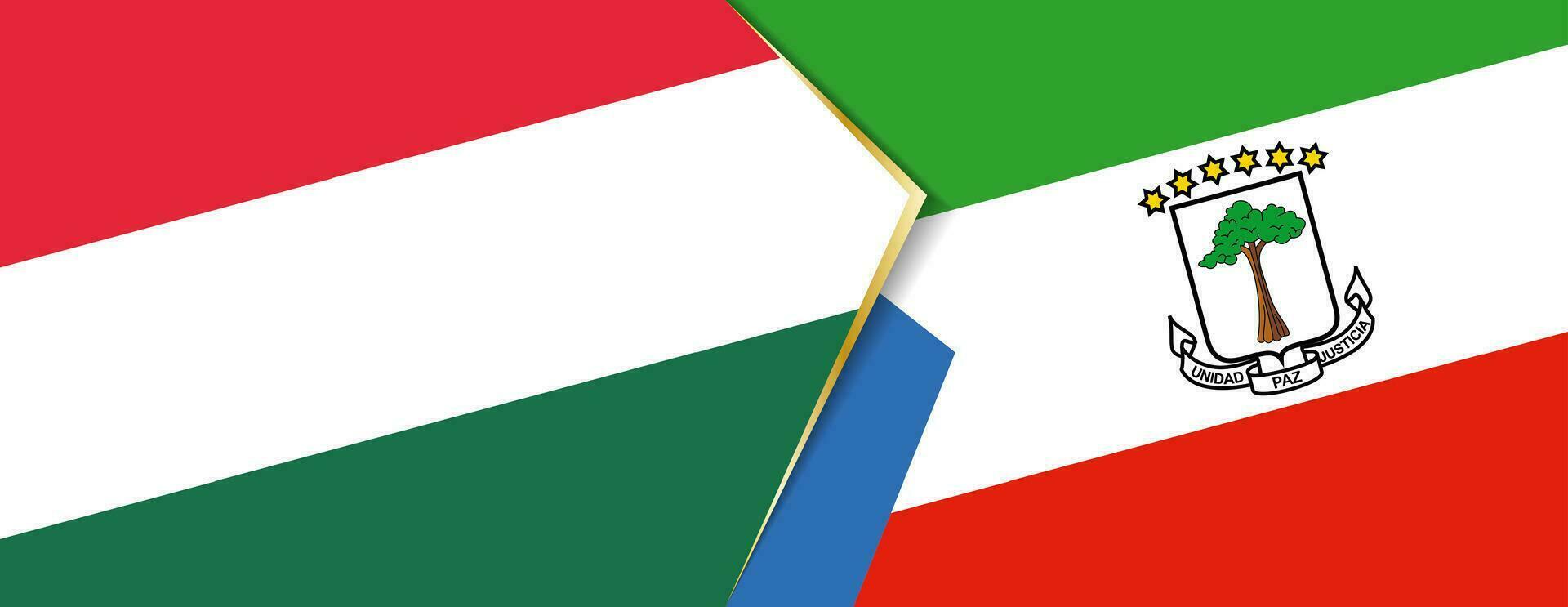 Ungarn und äquatorial Guinea Flaggen, zwei Vektor Flaggen.