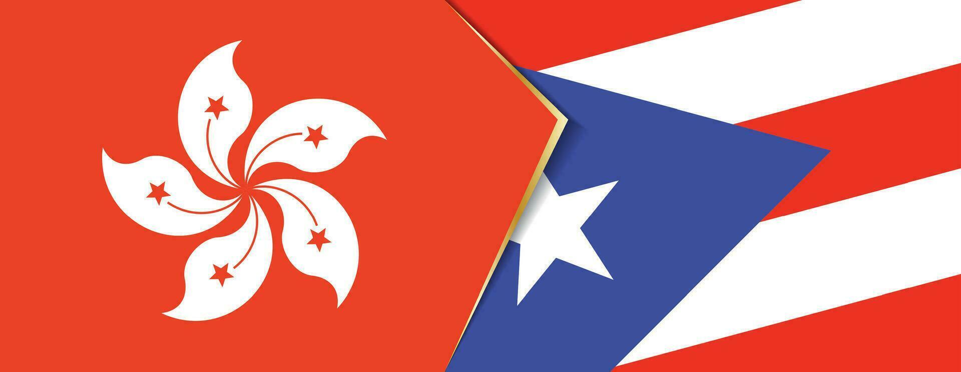 Hong kong und puerto rico Flaggen, zwei Vektor Flaggen.