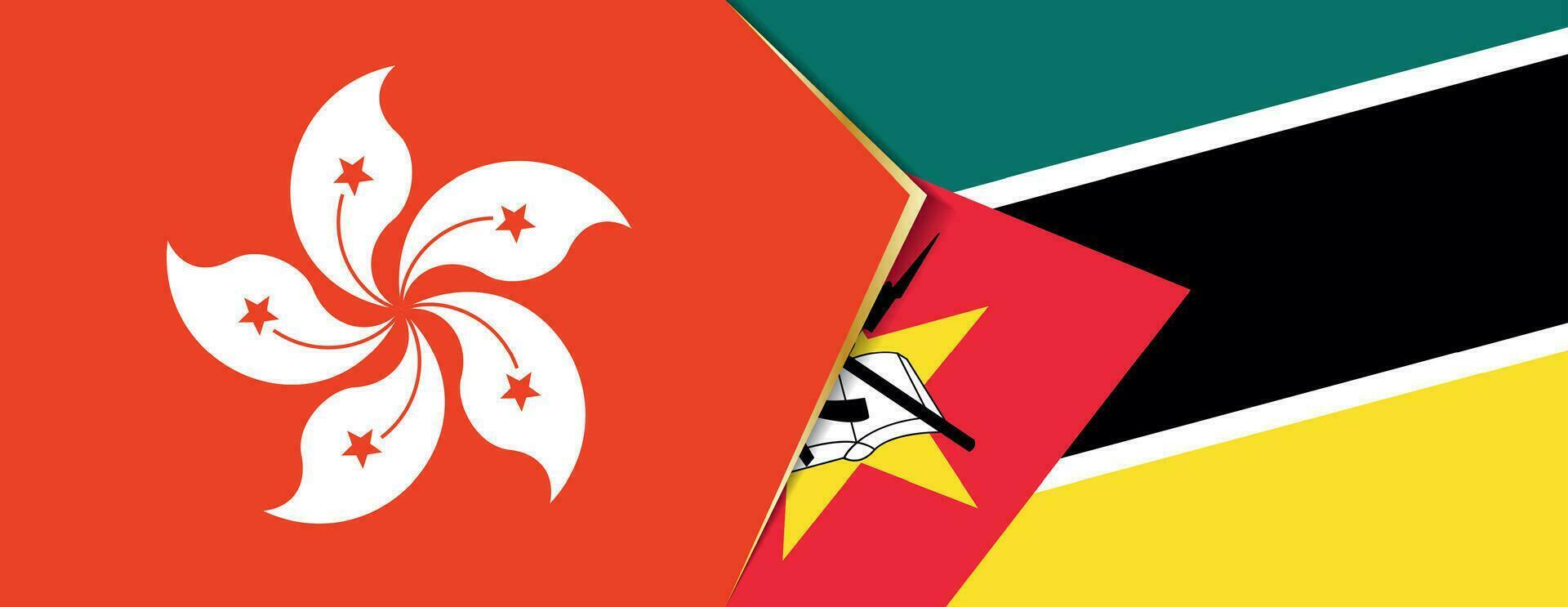 Hong kong und Mozambique Flaggen, zwei Vektor Flaggen.