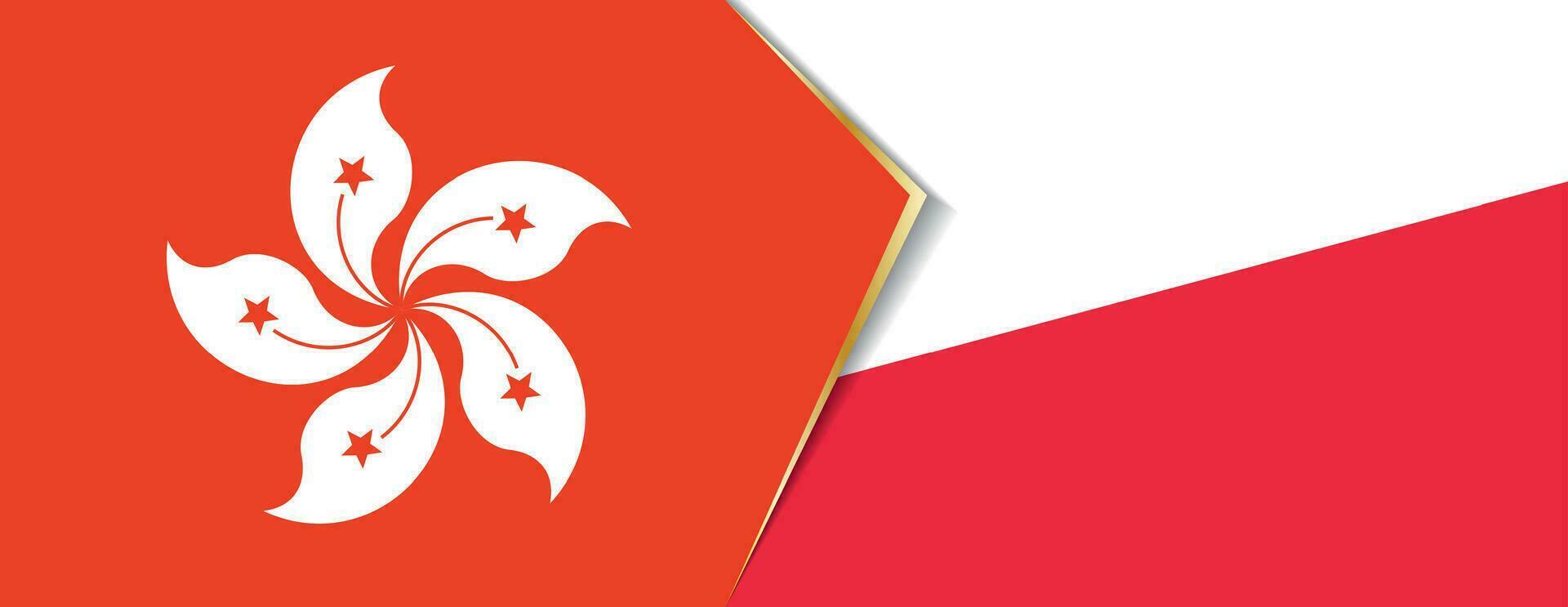 Hong kong und Polen Flaggen, zwei Vektor Flaggen.