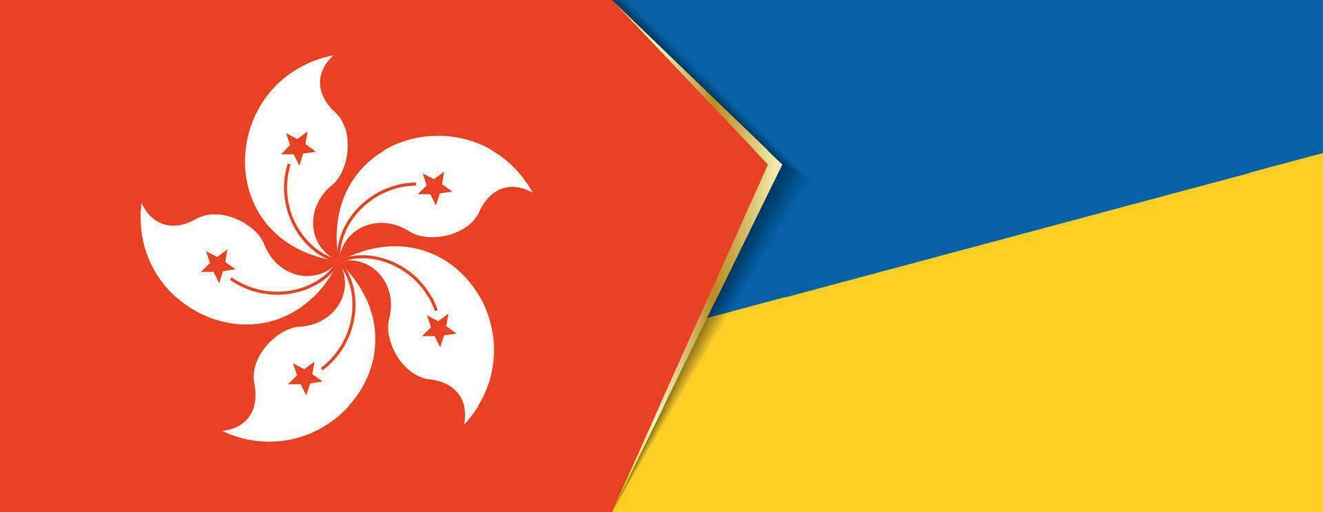 Hong kong und Ukraine Flaggen, zwei Vektor Flaggen.