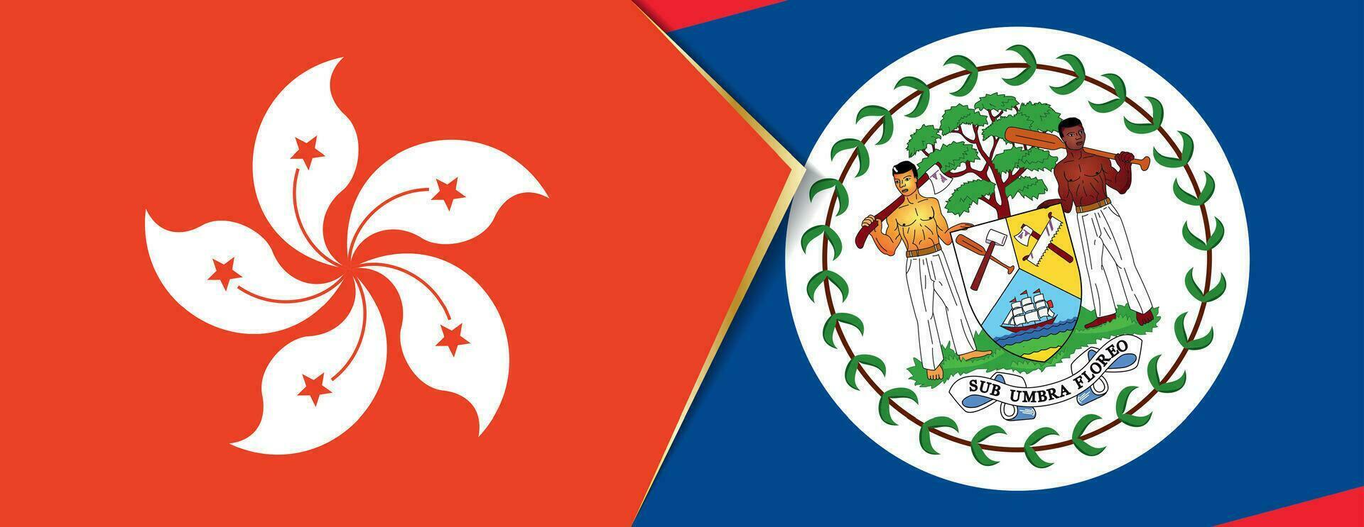 Hong kong und belize Flaggen, zwei Vektor Flaggen.