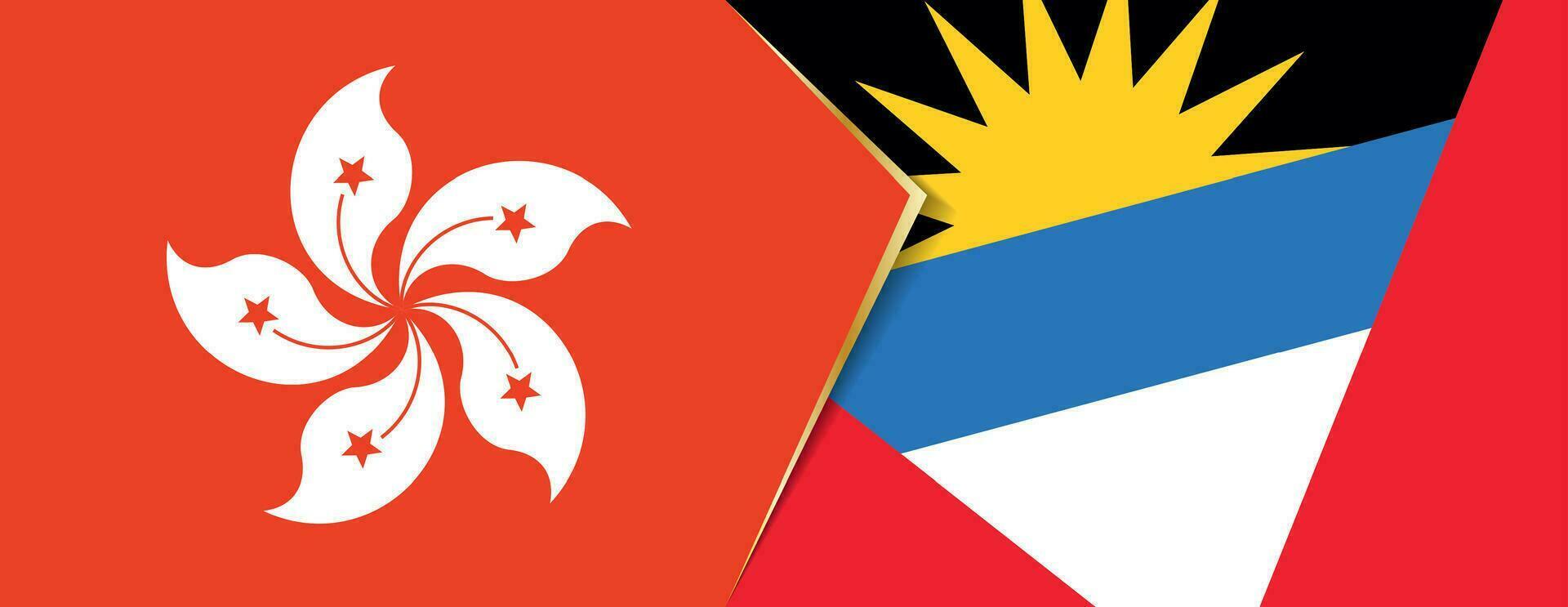 hong kong och antigua och barbuda flaggor, två vektor flaggor.