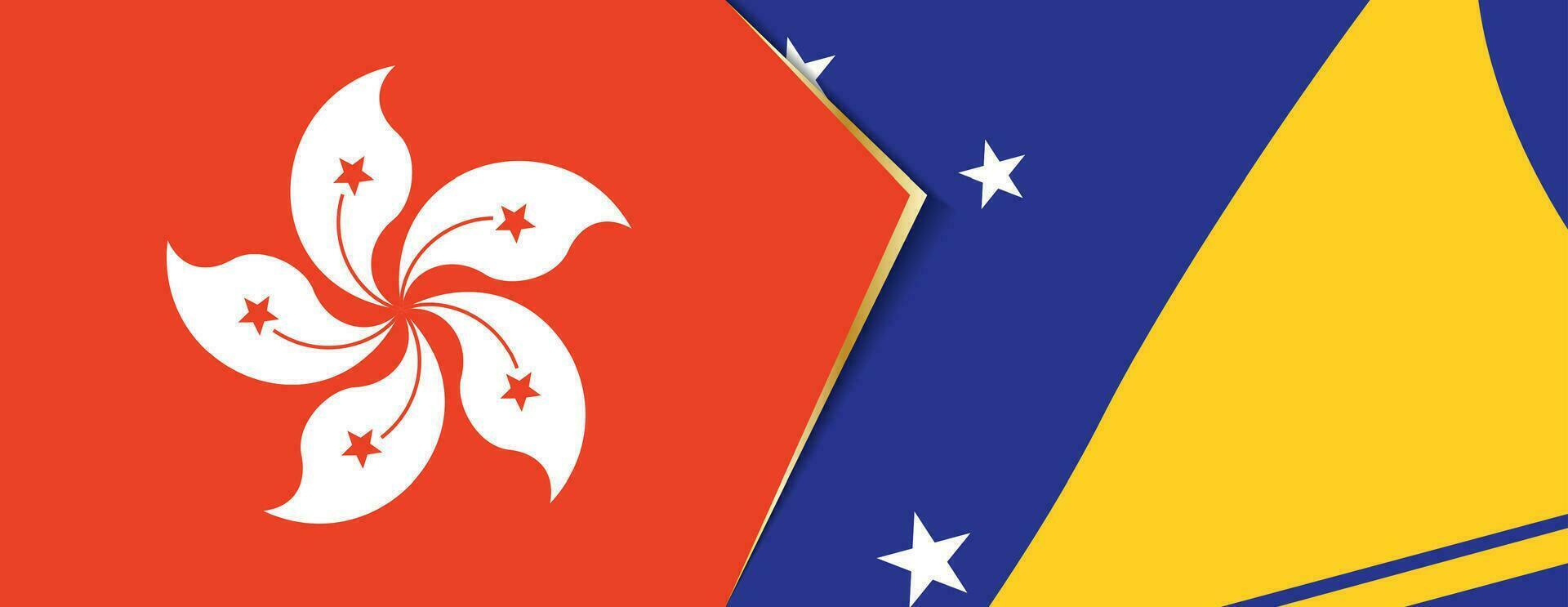 Hong kong und tokelau Flaggen, zwei Vektor Flaggen.