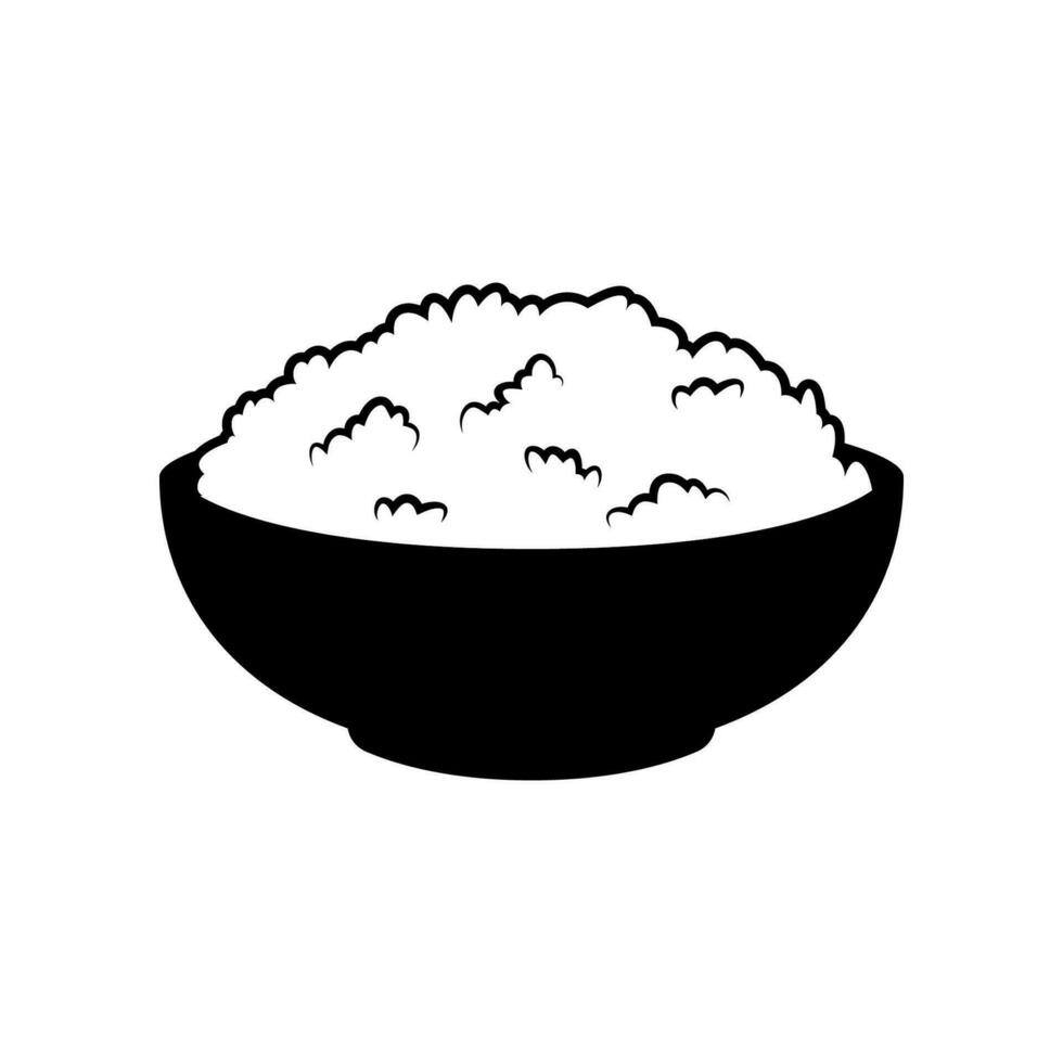 Schüssel von Reis Symbol isoliert auf Weiß Hintergrund vektor
