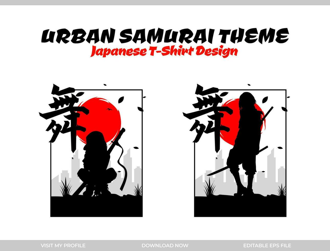 städtisch Samurai T-Shirt Design. japanisch Thema T-Shirt Design. Silhouette Japan Samurai Vektor zum Design t Hemd Konzept. Silhouette Samurai. japanisch T-Shirt Design.