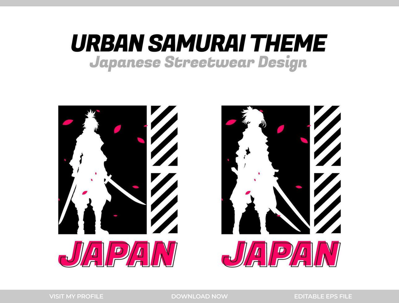 urban samuraj. samuraj vektor silhuett för design t-shirt begrepp. japansk streetwear t-shirt design. silhuett för japansk tema. samuraj streetwear t-shirt. cyberpunk tema samuraj.