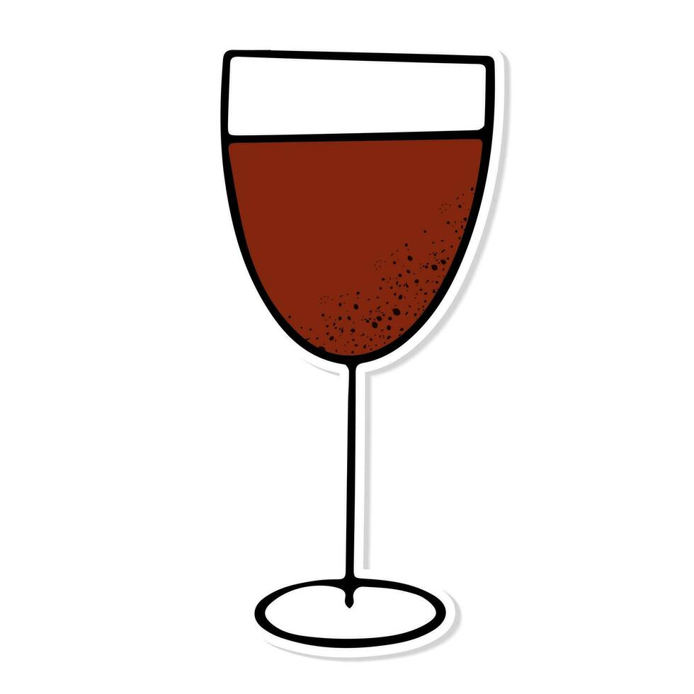 klistermärke glas av röd vin isolerat vektor illustration, minimal design. röd vin ikon på en vit bakgrund. vektor illustration