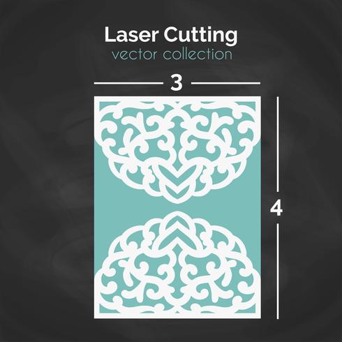 Laser Cut Card. Mall för skärning. Cutout Illustration. vektor