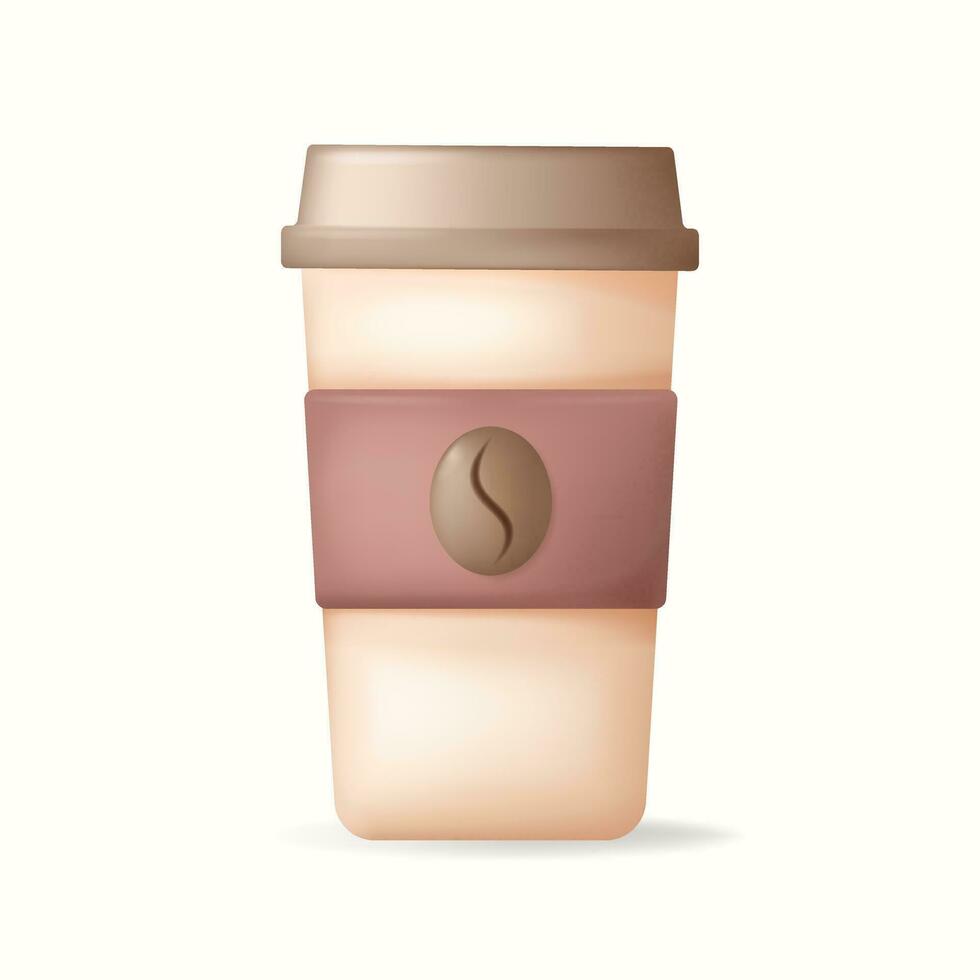 3d vektor papper kaffe cup.take bort kaffe, kaffe till gå concept.vector illustration