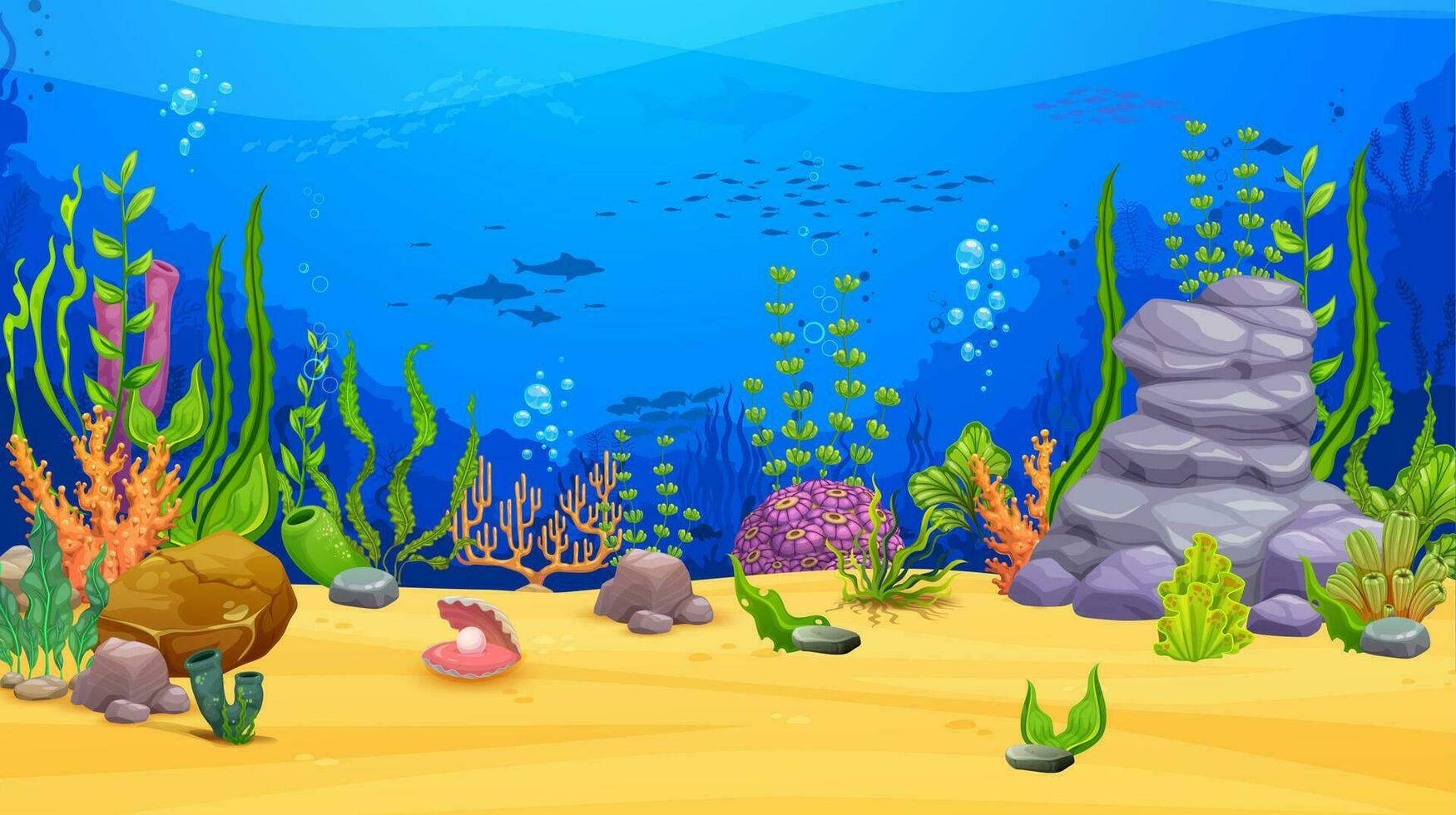 spel nivå, under vattnet landskap vektor bakgrund