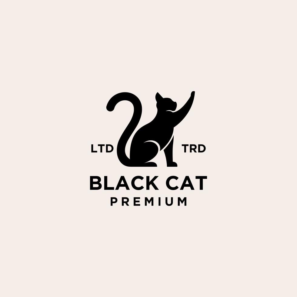 Premium schwarze Katze Logo Vektor Icon Illustration Design