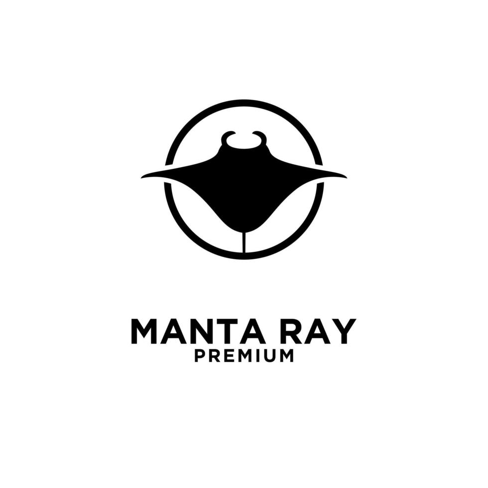 premium manta ray vektor svart logotypdesign