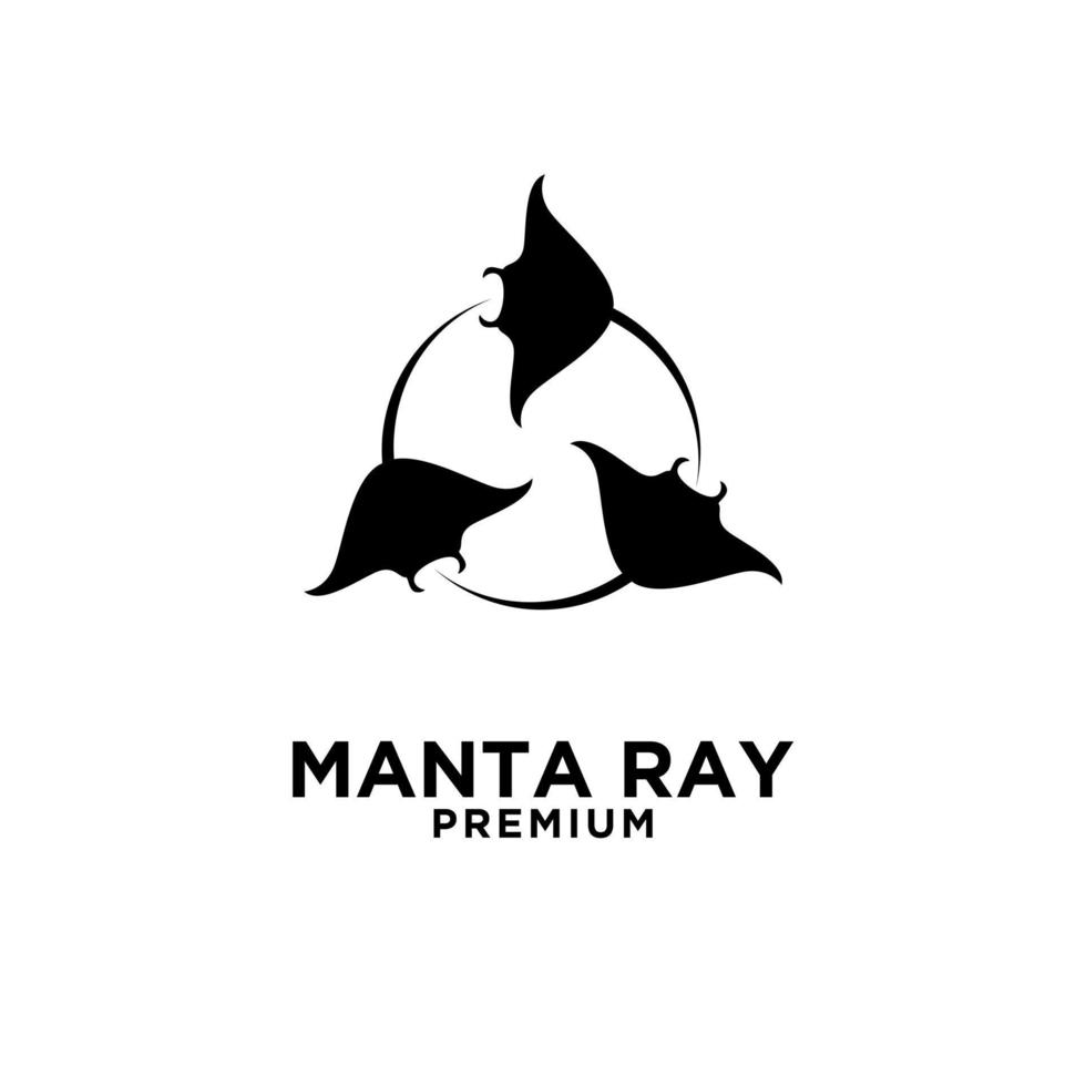 premium manta ray i cirkel vektor svart logotypdesign