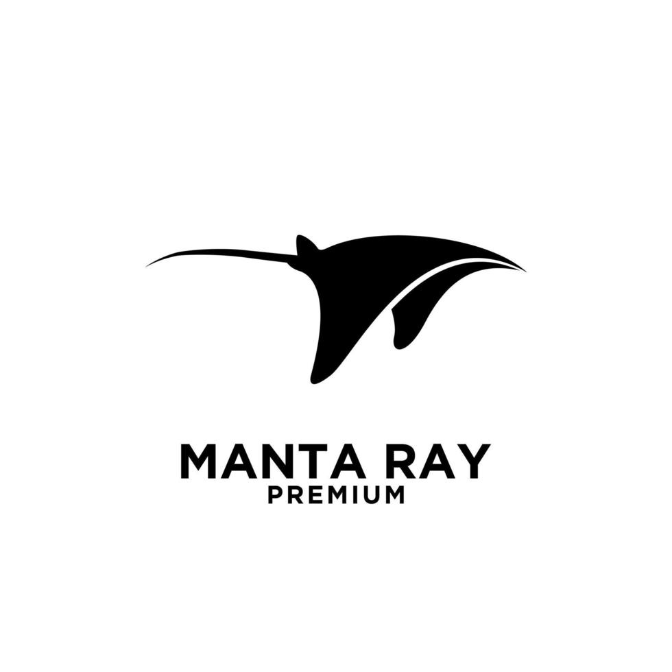 premium manta ray vektor svart logotypdesign