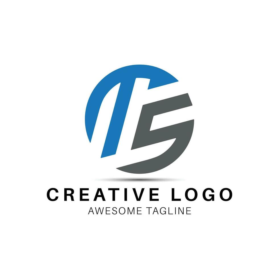 ts brev runda form logotyp design ikon vektor